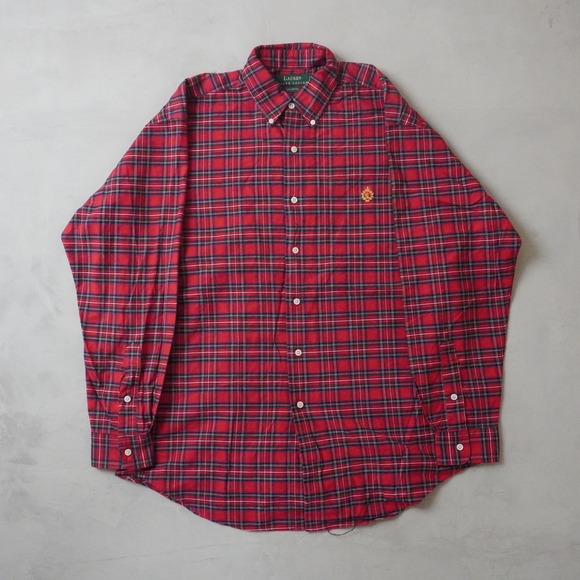 Lauren Ralph Lauren Other - Vintage Lauren Ralph Lauren Plaid Shirt Medium Mens Red Crest Logo Button Down